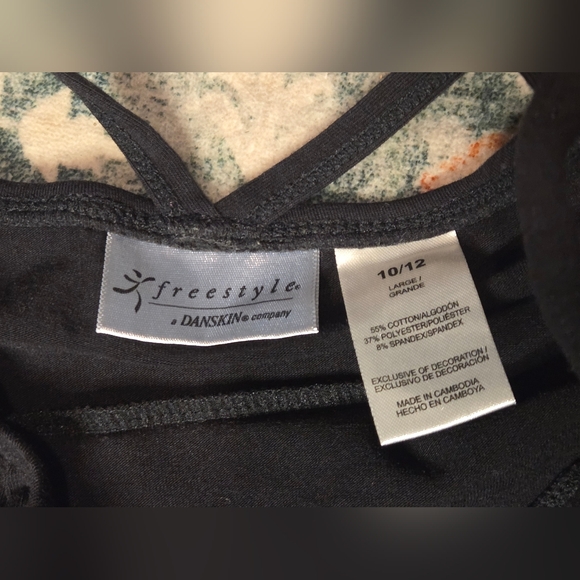 Danskin Freestyle Black Kids One Piece Dance Leotard w/Rhinestones - Picture 2 of 6